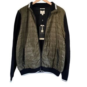 Scott James Quilted Hybrid Jacket Olive Green Knit Sleeve Zip Jacket Men’s L